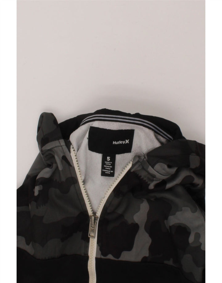 HURLEY Boys Zip Hoodie Sweater 4-5 Years Black Camouflage Polyester Vintage Hurley and Second-Hand Hurley from Messina Hembry 