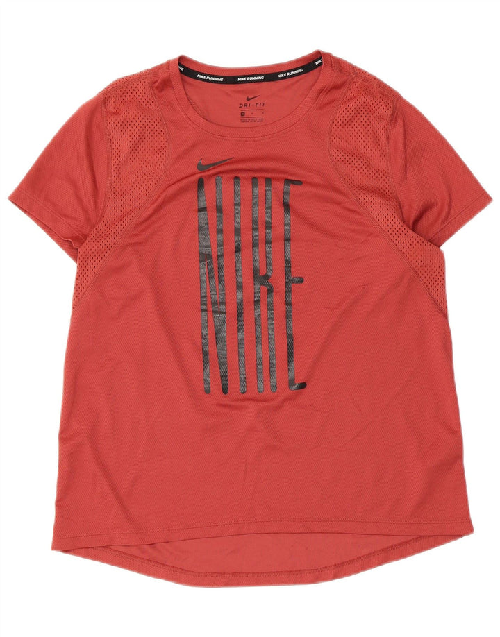 Γυναικείο γραφικό μπλουζάκι Nike Dri Fit Running Top 12 μεσαίο κόκκινο πολυεστέρας