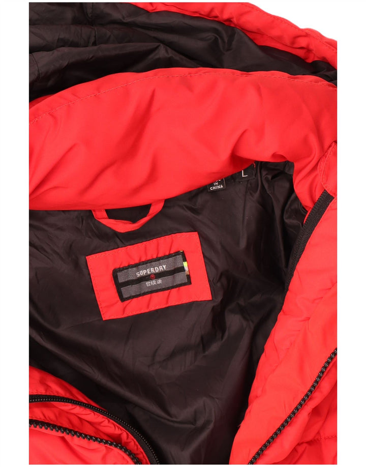 Superdry Ανδρικό μπουφάν με κουκούλα UK 40 Large Red Polyester