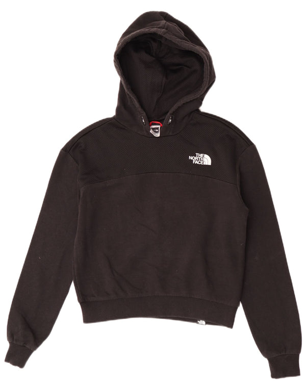 The North Face Womens Crop Hoodie Jumper UK 12 Medium Black Cotton
