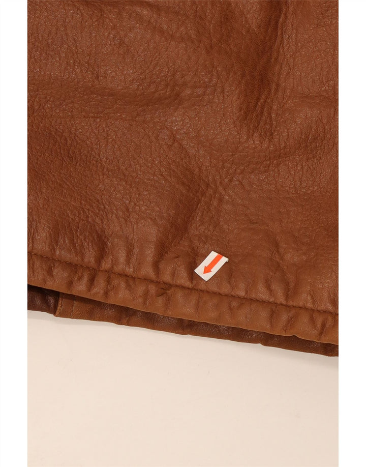 Vintage Ανδρικό Δερμάτινο Μπουφάν IT 52 XL Καφέ Colourblock Δερμάτινο