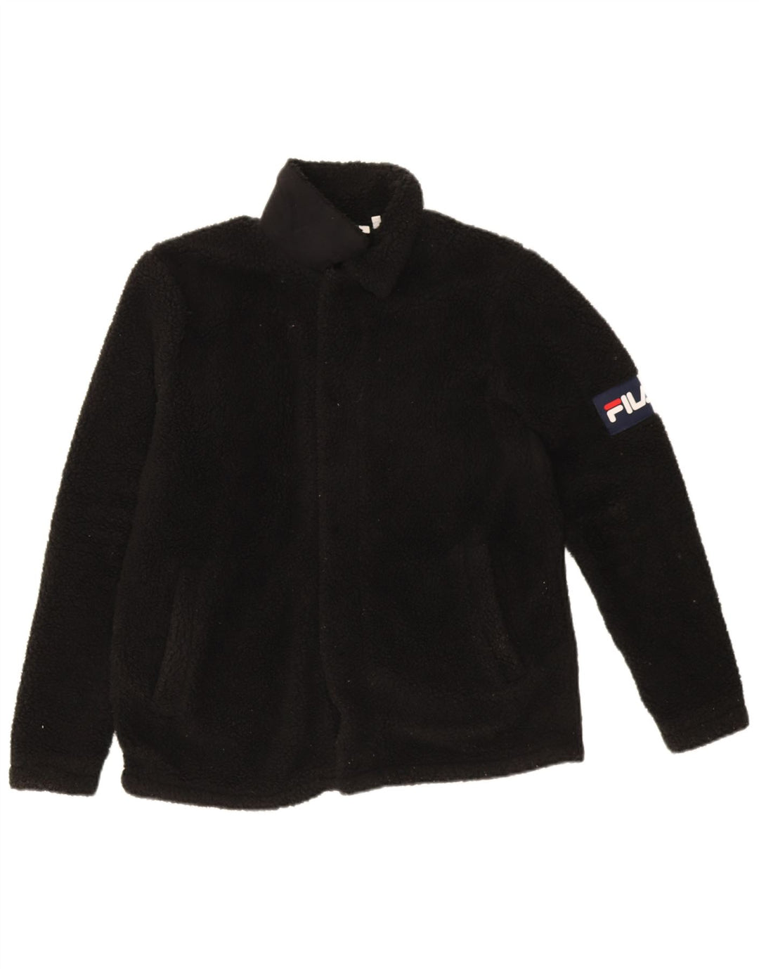 Fila Γυναικείο Γραφικό Μπουφάν Fleece UK 10 Small Black Polyester