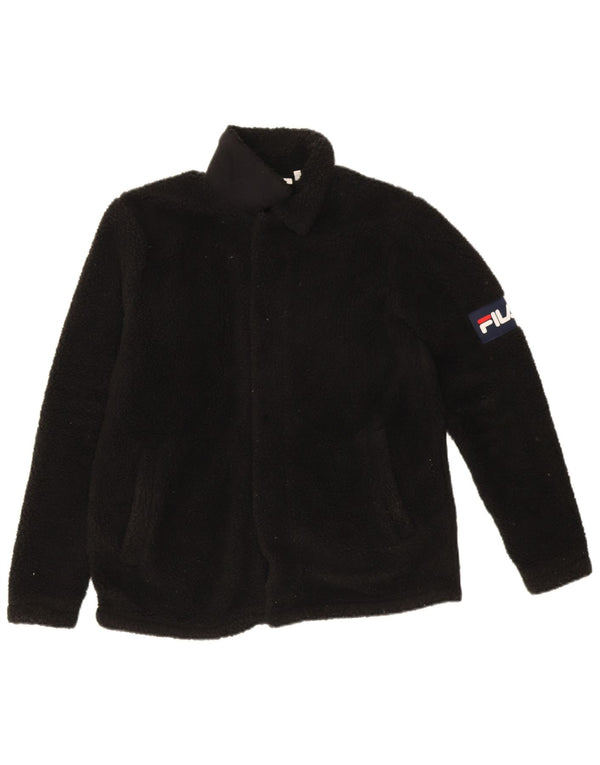 Fila Γυναικείο Γραφικό Μπουφάν Fleece UK 10 Small Black Polyester