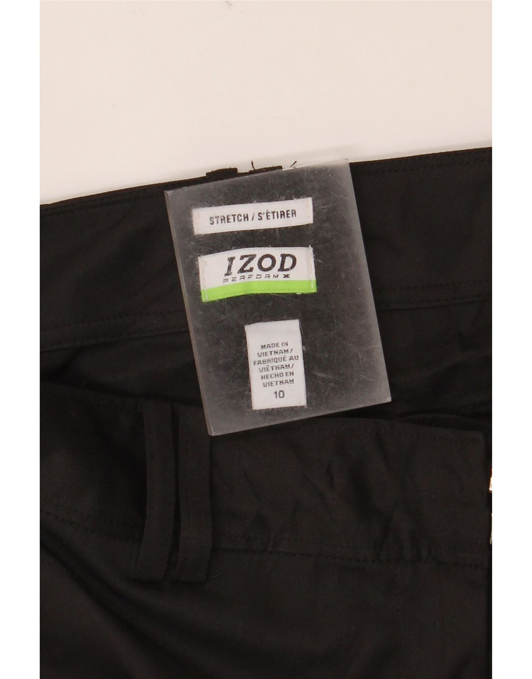 Γυναικείο ίσιο παντελόνι Chino IZOD US 10 μεγάλο W32 L30 μαύρο πολυεστέρα