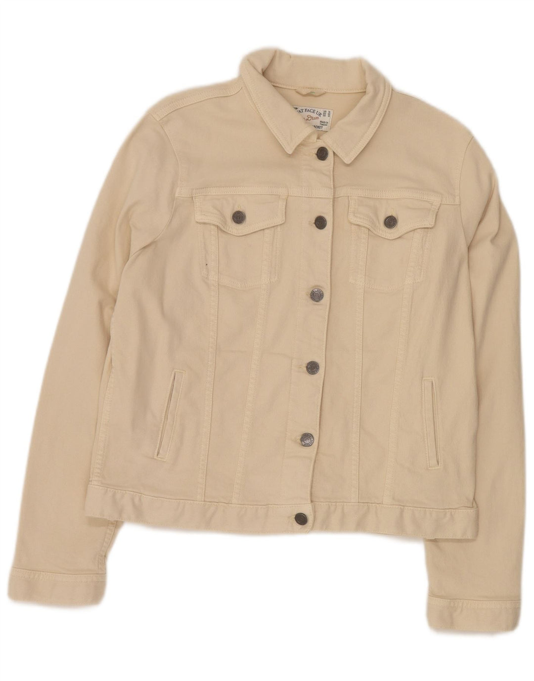 FAT FACE Γυναικείο Τζιν Μπουφάν UK 14 Μεγάλο Μπεζ Βαμβακερό