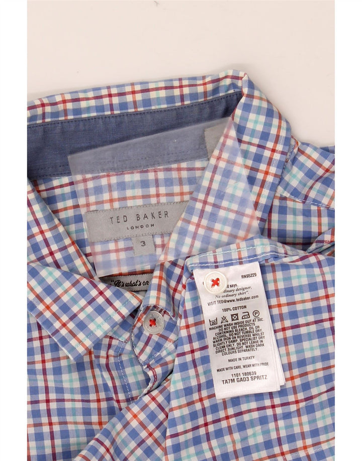 TED BAKER Ανδρικό κοντομάνικο πουκάμισο Μέγεθος 3 Μεσαίο μπλε βαμβακερό καρέ