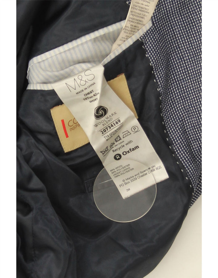Marks & Spencer Ανδρικό κοντό σακάκι UK 42 Μεγάλο Navy Blue Spotted