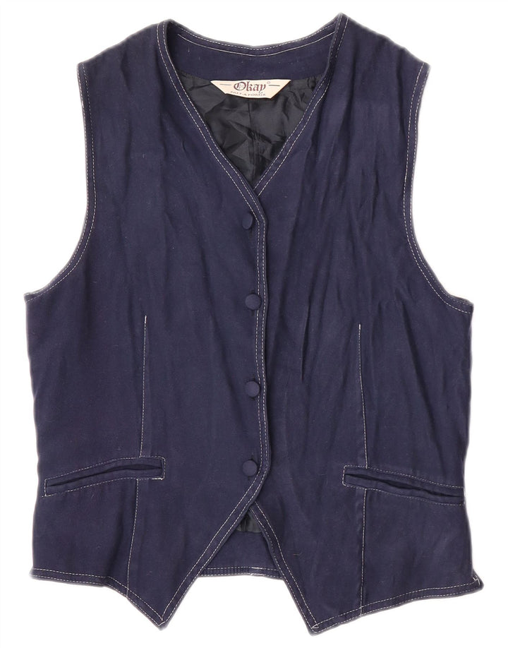 Okay Γυναικείο Γιλέκο UK 12 Medium Navy Blue Polyester