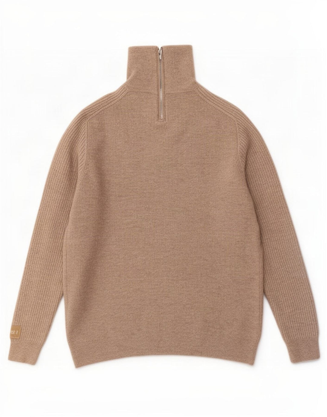 Ανδρικό πουλόβερ Massimo Dutti με φερμουάρ και φερμουάρ, μεγάλο μπεζ μαλλί