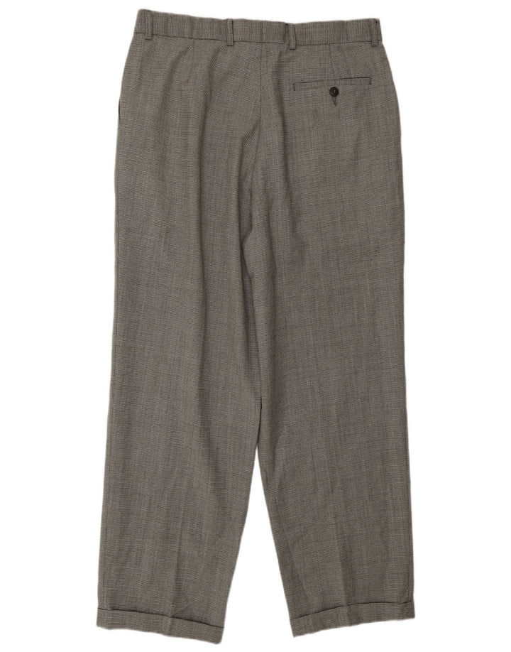 Ανδρικό καθημερινό παντελόνι Marks & Spencer W34 L31 Μαύρο Houndstooth μαλλί