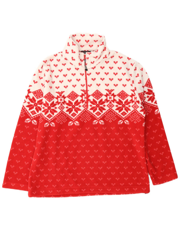 F.LLI Campagnolo γυναικείο φερμουάρ Fleece Jumper UK 18 XL Red Fair Isle