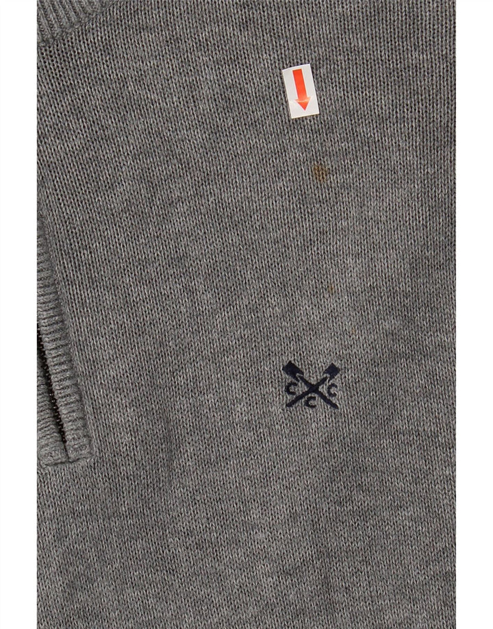 Ανδρικό πουλόβερ με φερμουάρ Crew Clothing, μικρό γκρι βαμβακερό
