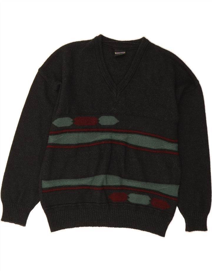 WESTBURY Mens V-Neck Jumper Sweater IT 48/50 Medium Grey Striped Wool Vintage WESTBURY and Second-Hand WESTBURY from Messina Hembry 