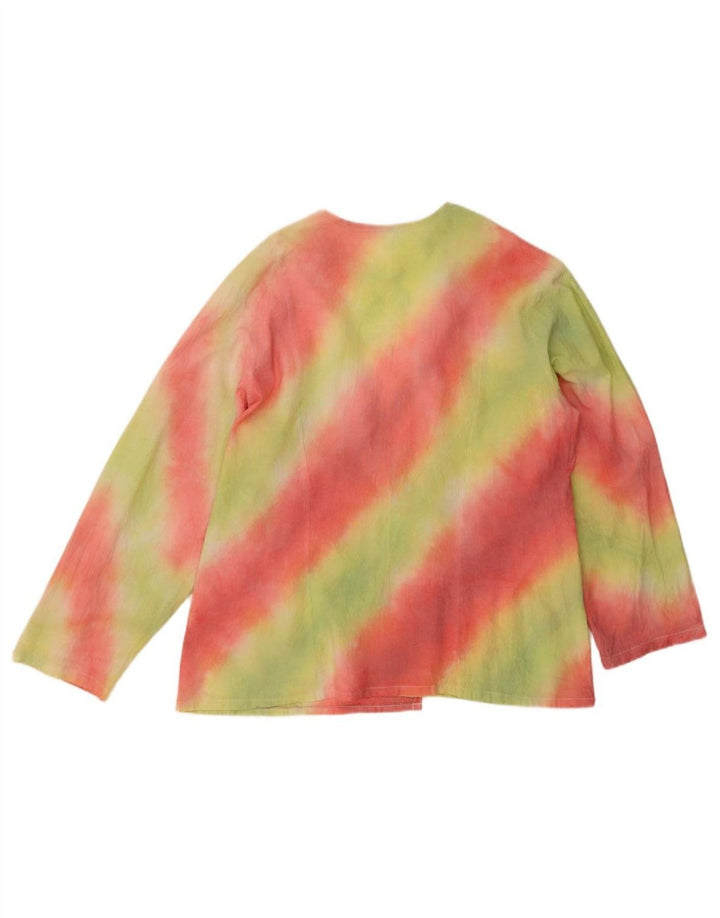 VINTAGE Womens Cardigan Top UK 14 Large Multicoloured Tie Dye