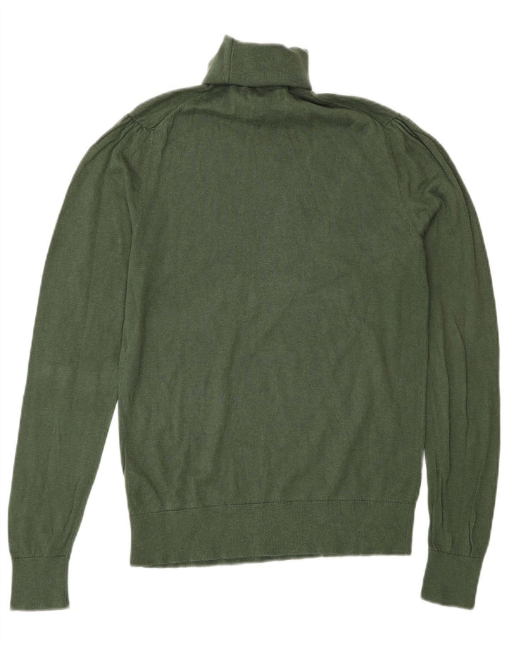 Massimo Dutti Γυναικείο πουλόβερ με ρολό λαιμόκοψη UK 12 Μεσαίο πράσινο μετάξι