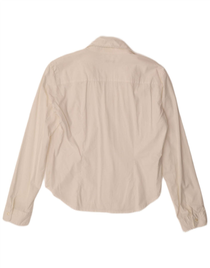 BENETTON Γυναικείο πουλόβερ πουκάμισο UK 16 μεγάλο λευκό βαμβακερό