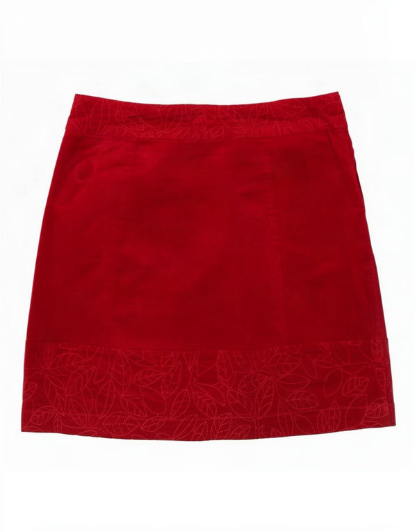 White Stuff Γυναικεία βελούδινη μίνι φούστα UK 10 Small W30 Red Floral βαμβακερή