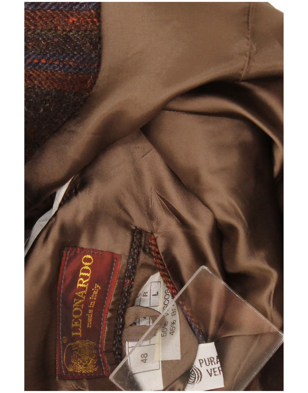 Leonardo Ανδρικό σακάκι σακάκι με 2 κουμπιά IT 48 Μεσαίο καφέ μαλλί