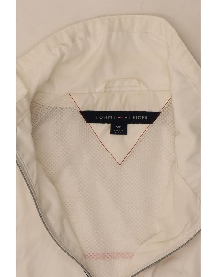 TOMMY HILFIGER Γυναικεία αθλητική φόρμα γραφικών Top Jacket UK 10 Small White