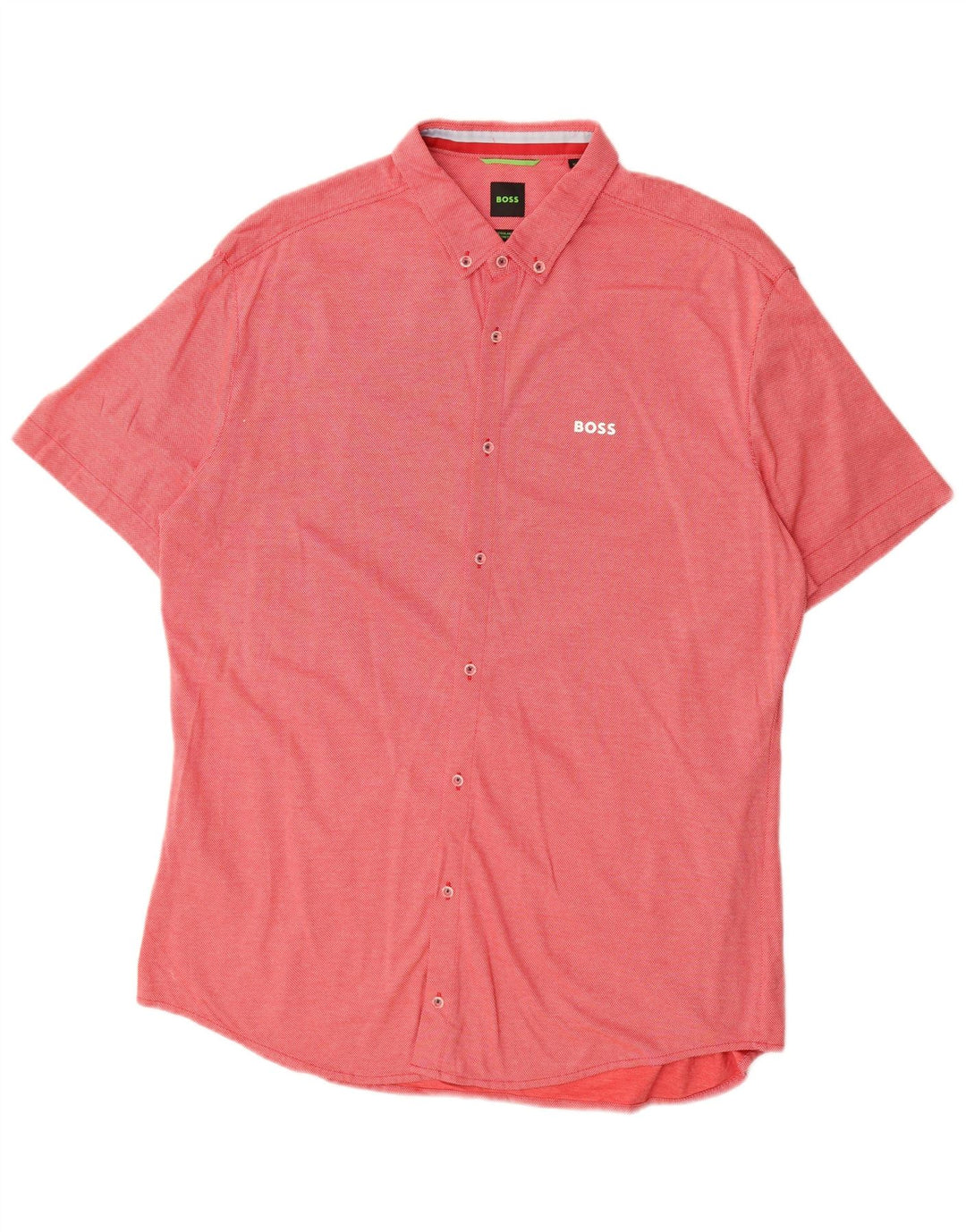 Ανδρικό πουκάμισο Hugo Boss Stretch κοντομάνικο XL κόκκινο βαμβακερό