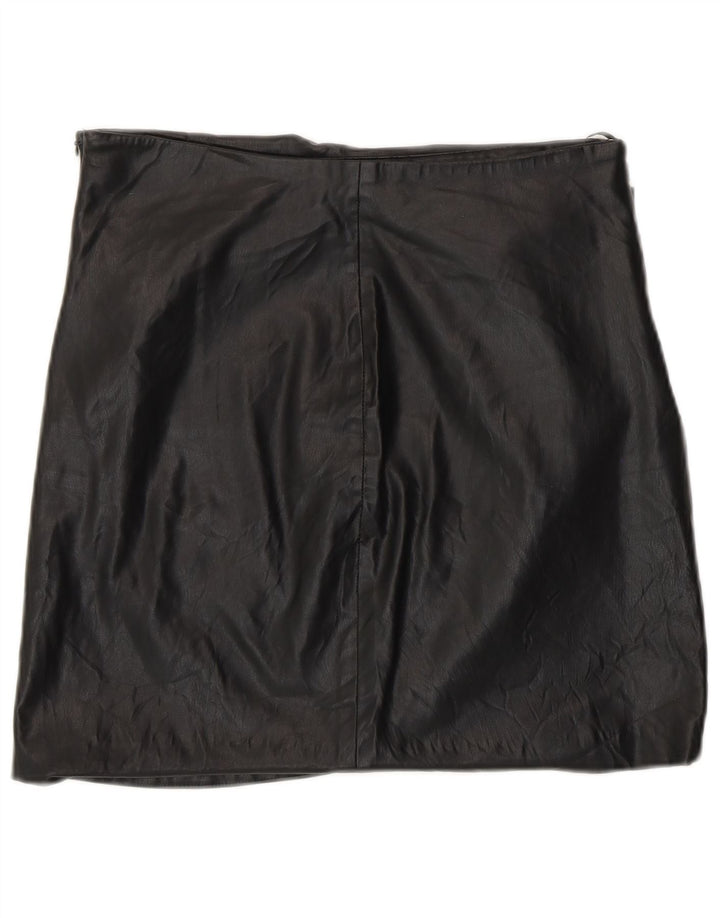 Zara Γυναικεία Μίνι Φούστα από Faux Leather Μεγάλη W30 Μαύρη Πολυουρεθάνη
