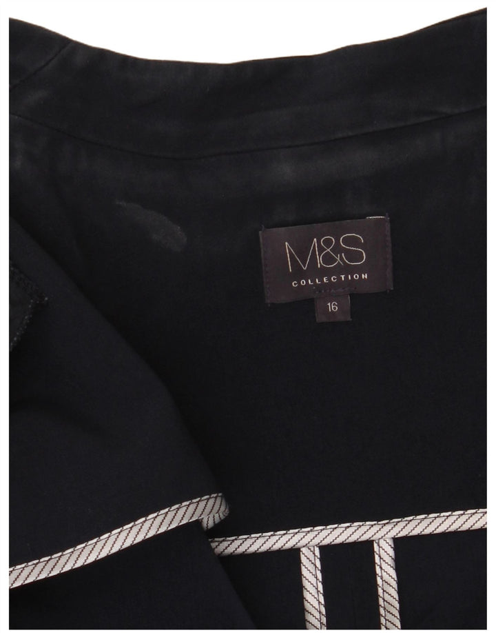 Marks & Spencer Γυναικείο Open Blazer Jacket UK 16 Large Navy Blue Polyester