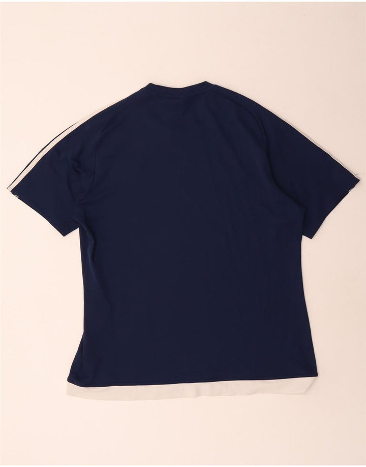 Ανδρικό T-shirt Adidas Climalite Top Large Navy Blue Colorblock Πολυεστέρας
