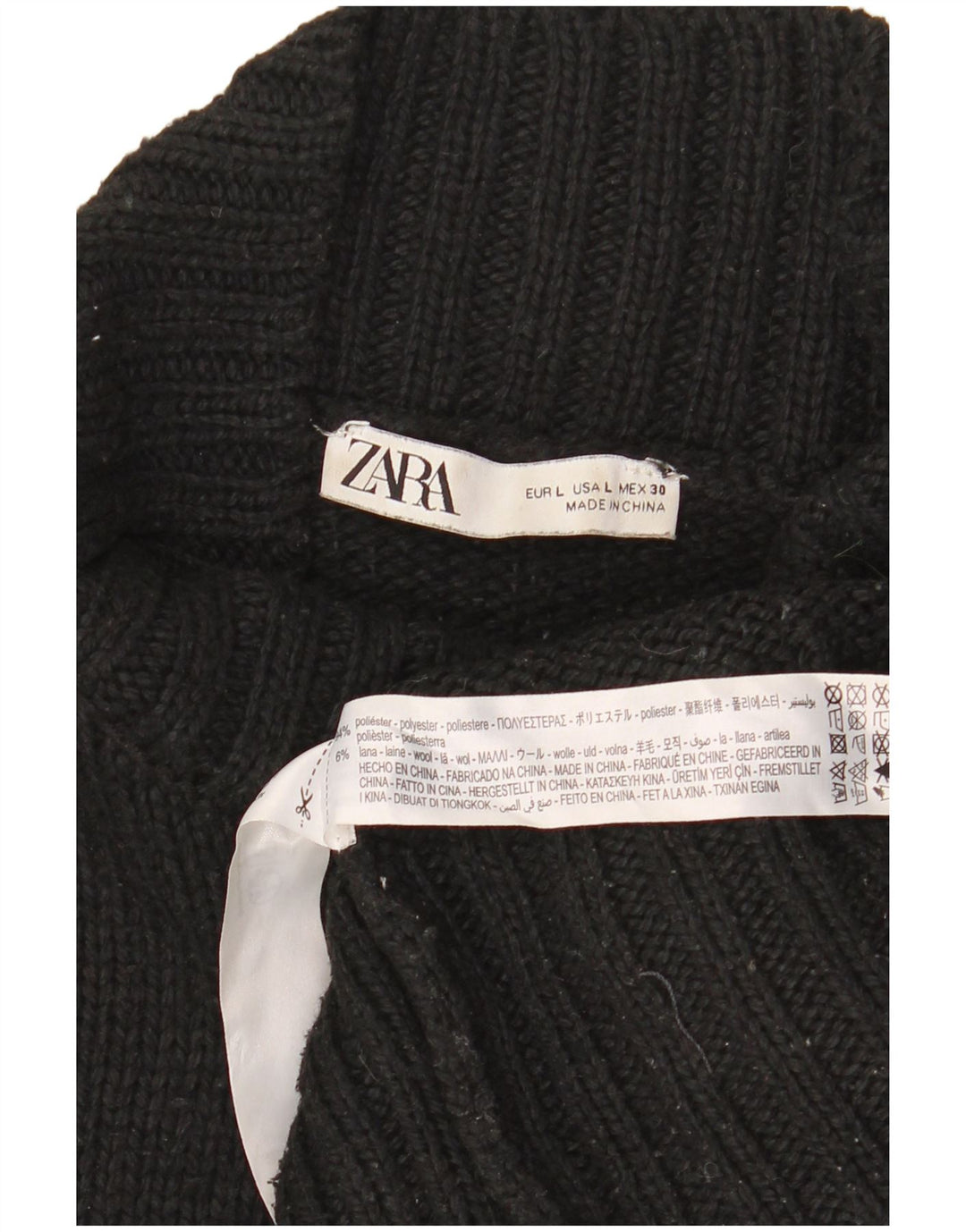 Zara Γυναικείο πουλόβερ με λαιμόκοψη μεγάλου μεγέθους UK 16 μαύρο