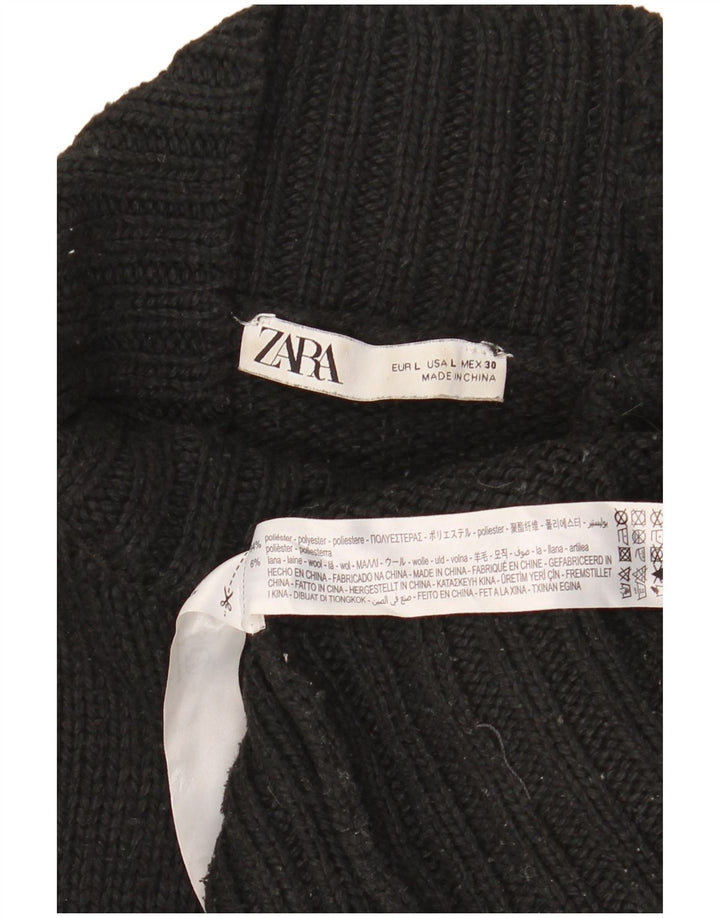 Zara Γυναικείο πουλόβερ με λαιμόκοψη μεγάλου μεγέθους UK 16 μαύρο