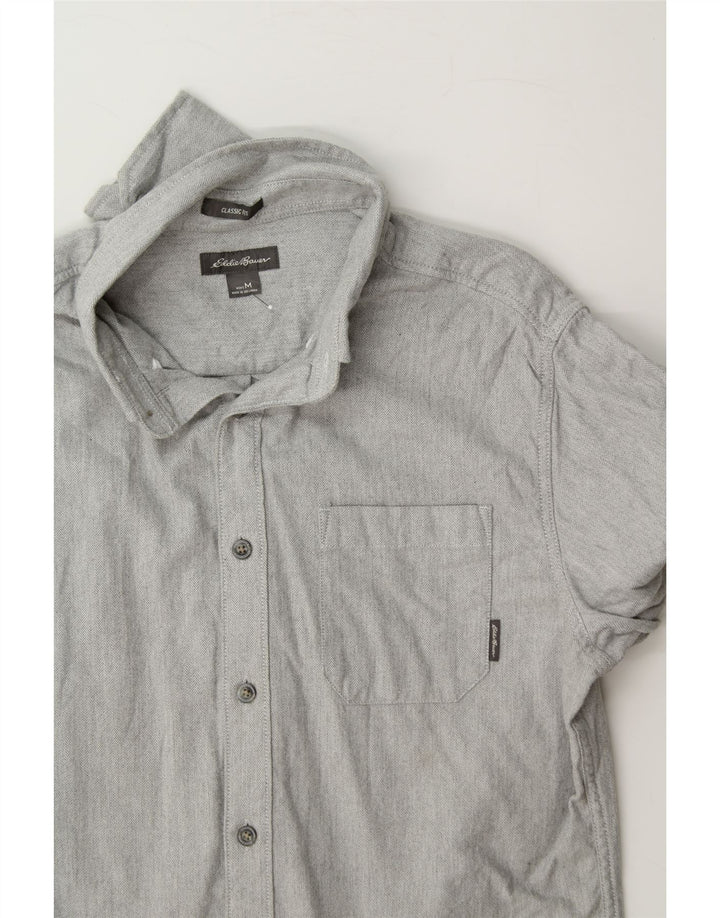 EDDIE BAUER Mens Classic Fit Shirt Medium Grey Herringbone Cotton Vintage Eddie Bauer and Second-Hand Eddie Bauer from Messina Hembry 
