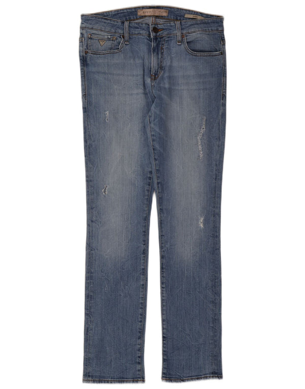 Guess Mens Distressed Skinny Jeans W33 L33 Blue Cotton