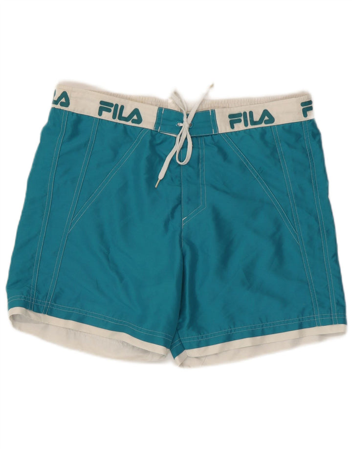 Ανδρικό γραφικό σορτς κολύμβησης Fila με μεσαίο μπλε χρώμα πολυεστέρα