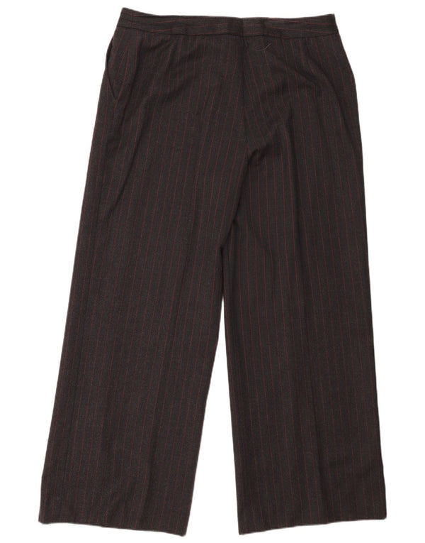 Jaeger γυναικείο φαρδύ παντελόνι casual UK 16 μεγάλο W36 L29 γκρι ριγέ