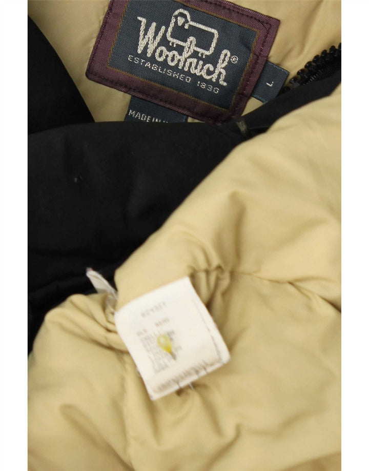 Woolrich Ανδρικό μπουφάν Parka με κουκούλα UK 40 μεγάλο μαύρο βαμβακερό