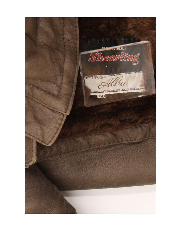 Vintage Ανδρικό Shearling Jacket IT 50 Large Brown Shearling