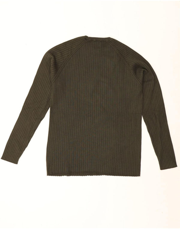 Zara Ανδρικό πουλόβερ με λαιμόκοψη μεσαίου χακί βισκόζη