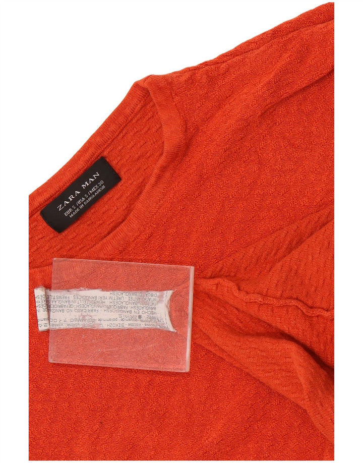 Ανδρικό πουλόβερ Zara Crew Neck Jumper Μικρή πορτοκαλί βισκόζη