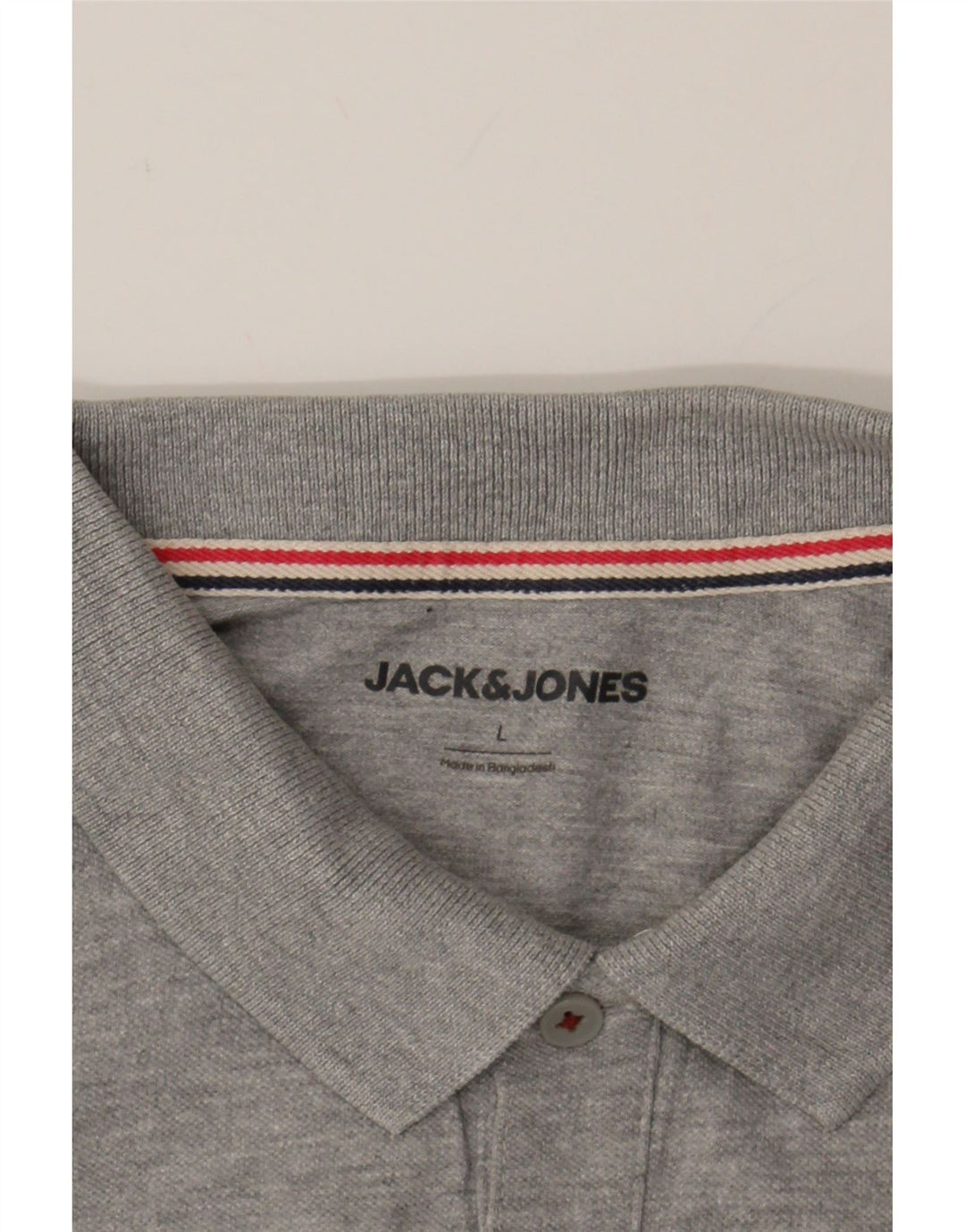 JACK & JONES Mens Graphic Polo Shirt Large Grey Cotton Vintage Jack & Jones and Second-Hand Jack & Jones from Messina Hembry 