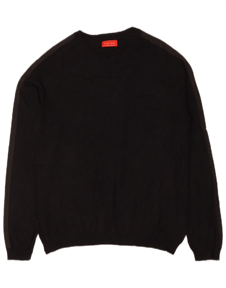 Ανδρικό πουλόβερ Zara Crew Neck Jumper Μεσαίο Μαύρο