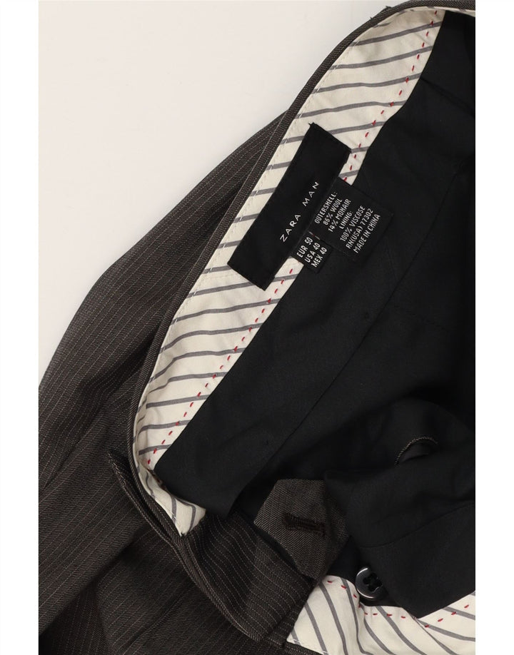 Ανδρικό ίσιο παντελόνι ZARA W32 L35 Γκρι ριγέ μαλλί