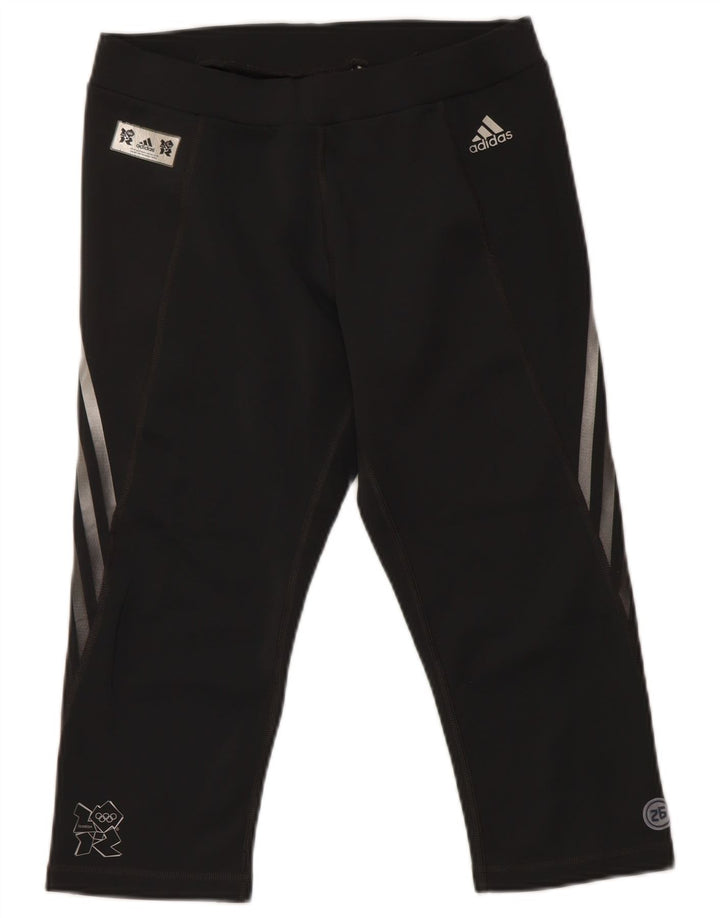 ADIDAS Womens Climalite Graphic Capri Leggings UK 16 Large  Grey Polyester