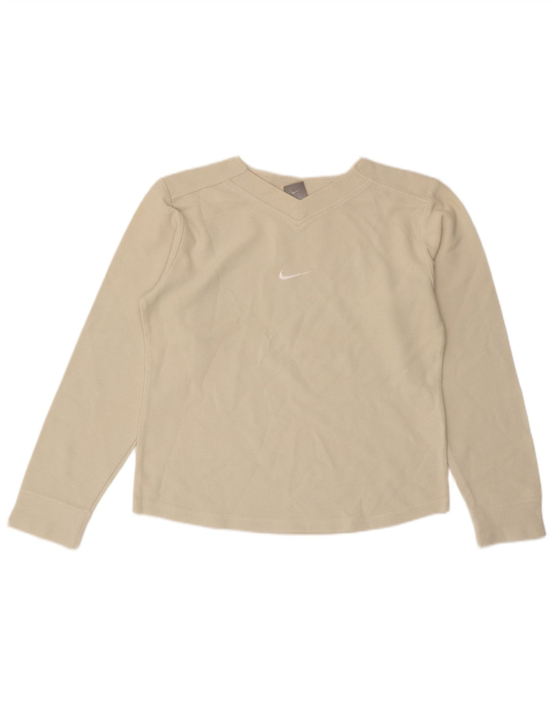 Γυναικείο Crop τοπ NIKE μακρυμάνικο UK 10/12 Βαμβακερό μεσαίο σε ανοιχτό λευκό