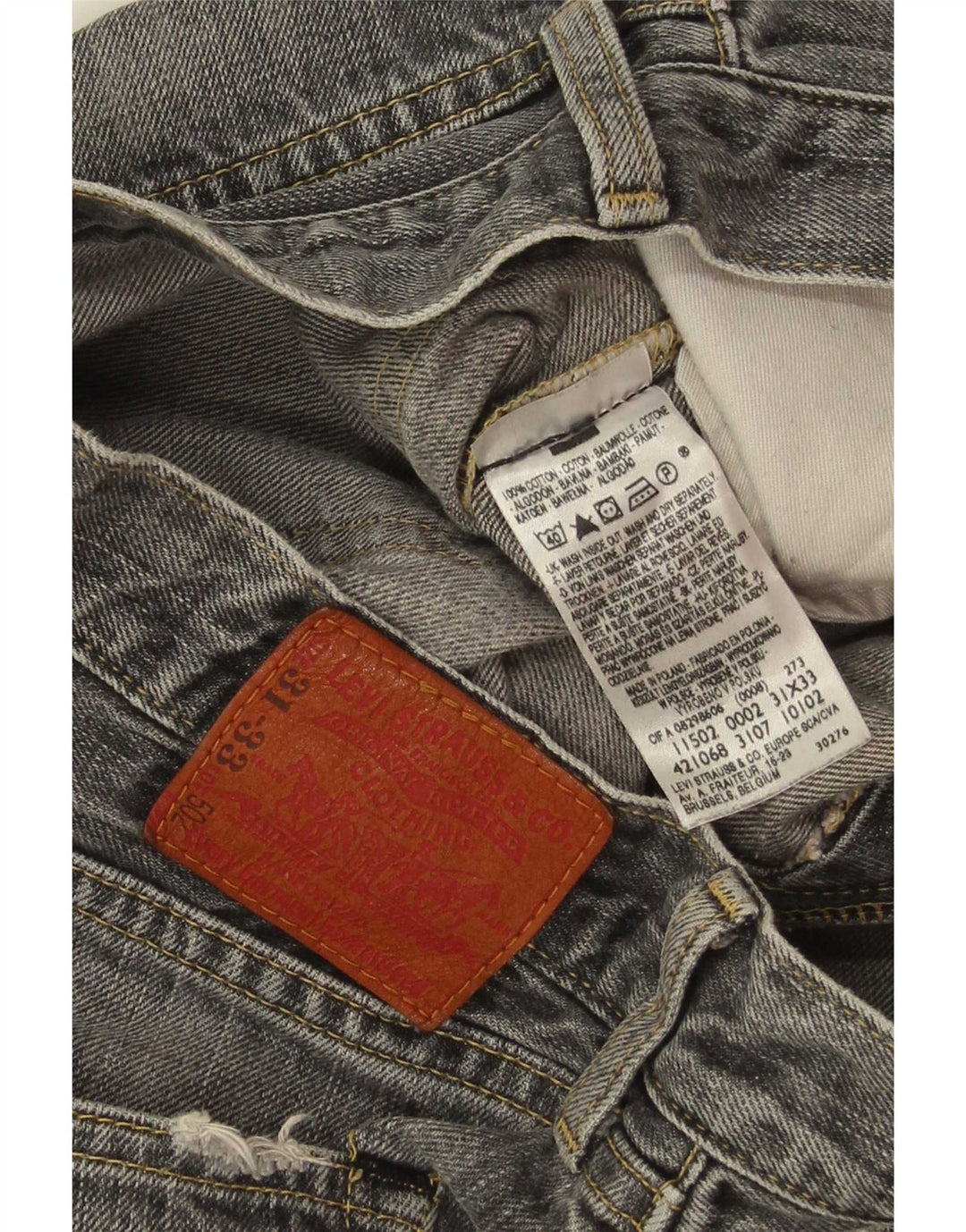 Levi's Mens 502 Tapered Jeans W31 L30 Γκρι βαμβακερό