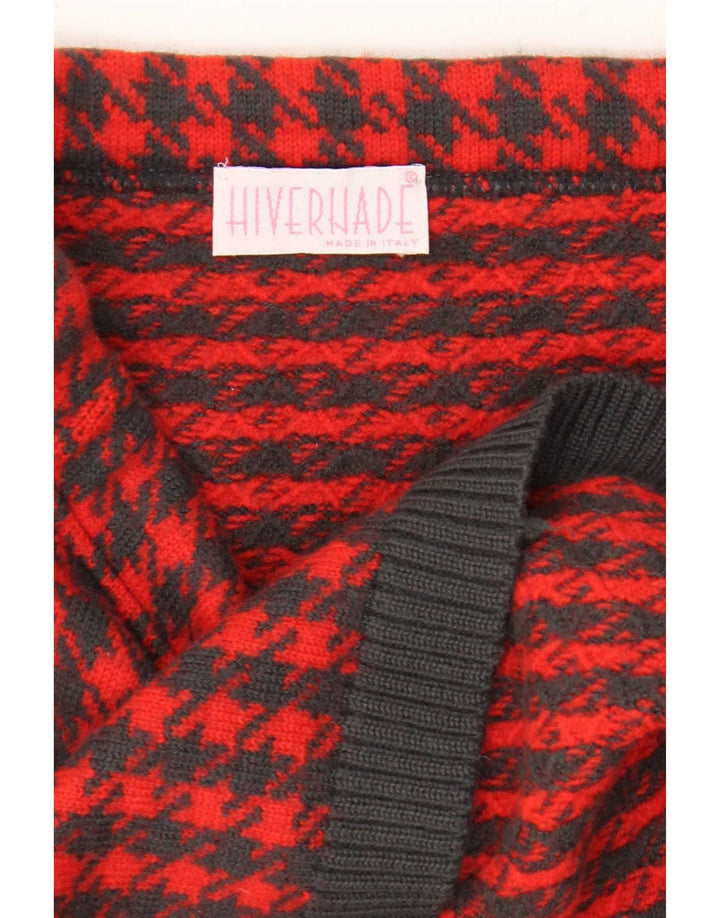Vintage Γυναικεία Πλεκτή Pencil Φούστα W30 Medium Red Houndstooth