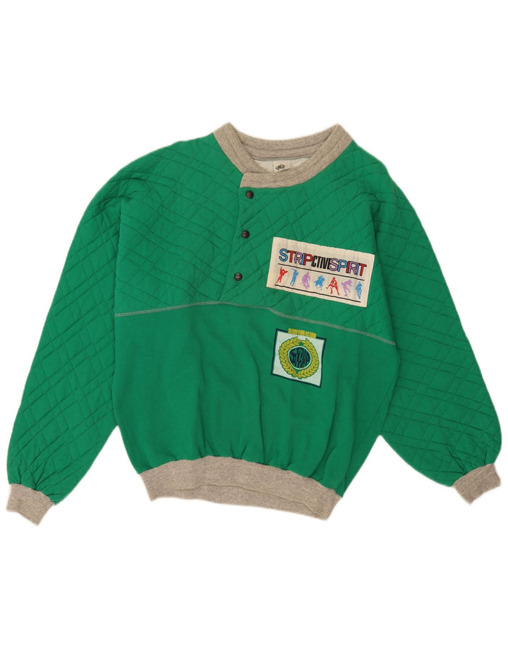 Vintage ανδρικό γραφικό φούτερ Jumper Μεγάλο πράσινο βαμβακερό ρετρό