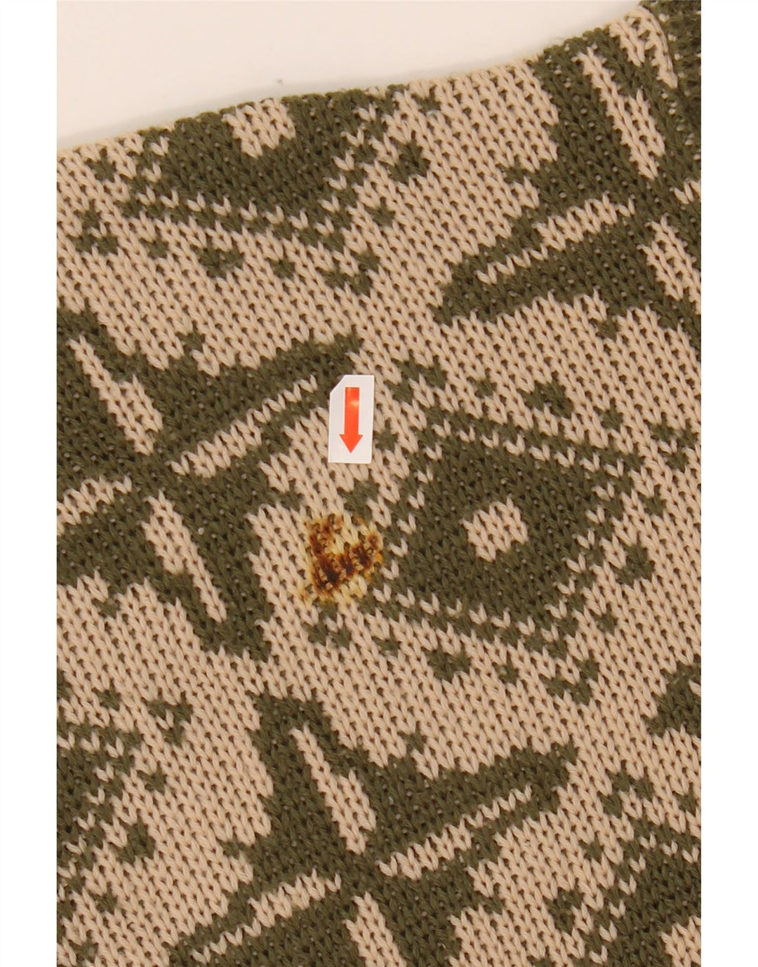 VINTAGE Γυναικείο πουλόβερ με λαιμόκαυστο IT 46 Μεγάλο Μπεζ γεωμετρικό