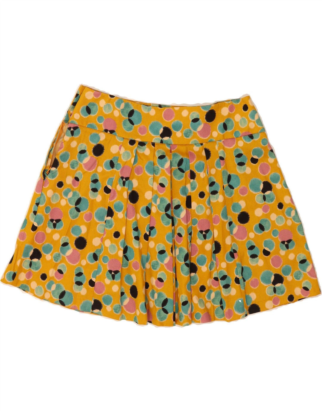 IMPERIAL Womens Pleated Mini Skirt Large W32  Yellow Geometric Vintage Imperial and Second-Hand Imperial from Messina Hembry 