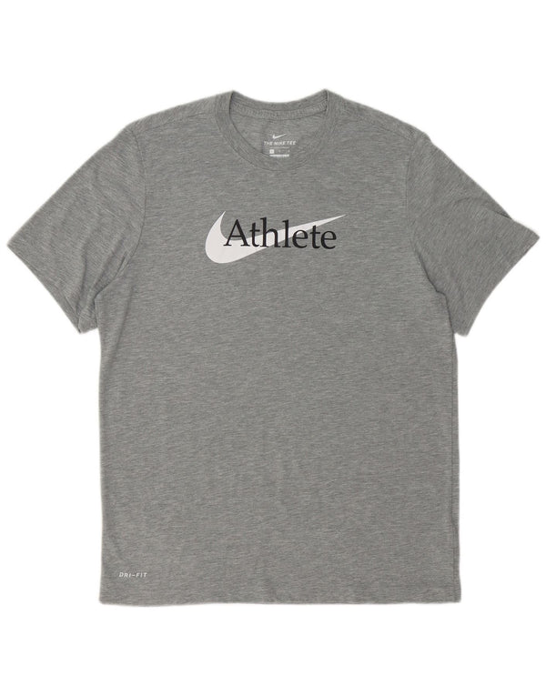 Ανδρικό γραφικό μπλουζάκι NIKE Dri Fit Top Large Grey Polyester