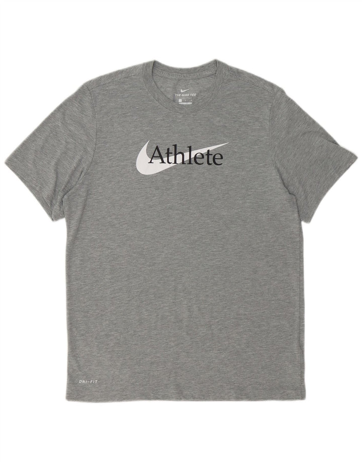 Ανδρικό γραφικό μπλουζάκι NIKE Dri Fit Top Large Grey Polyester