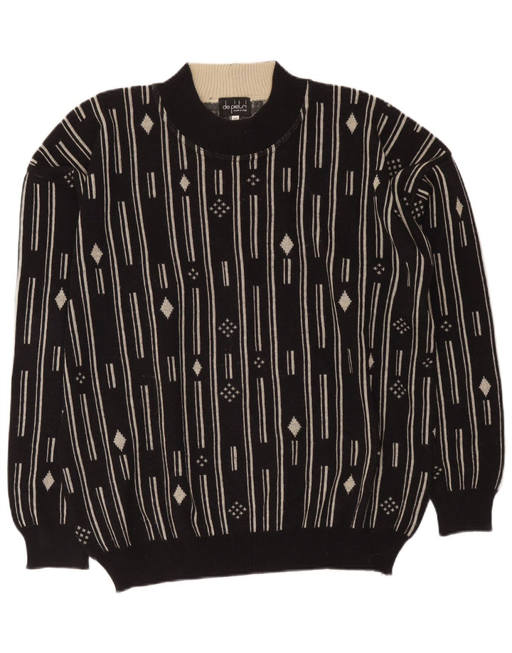 Ανδρικό πουλόβερ De Pietri Crew Neck Jumper IT 48 Medium Black Geometric